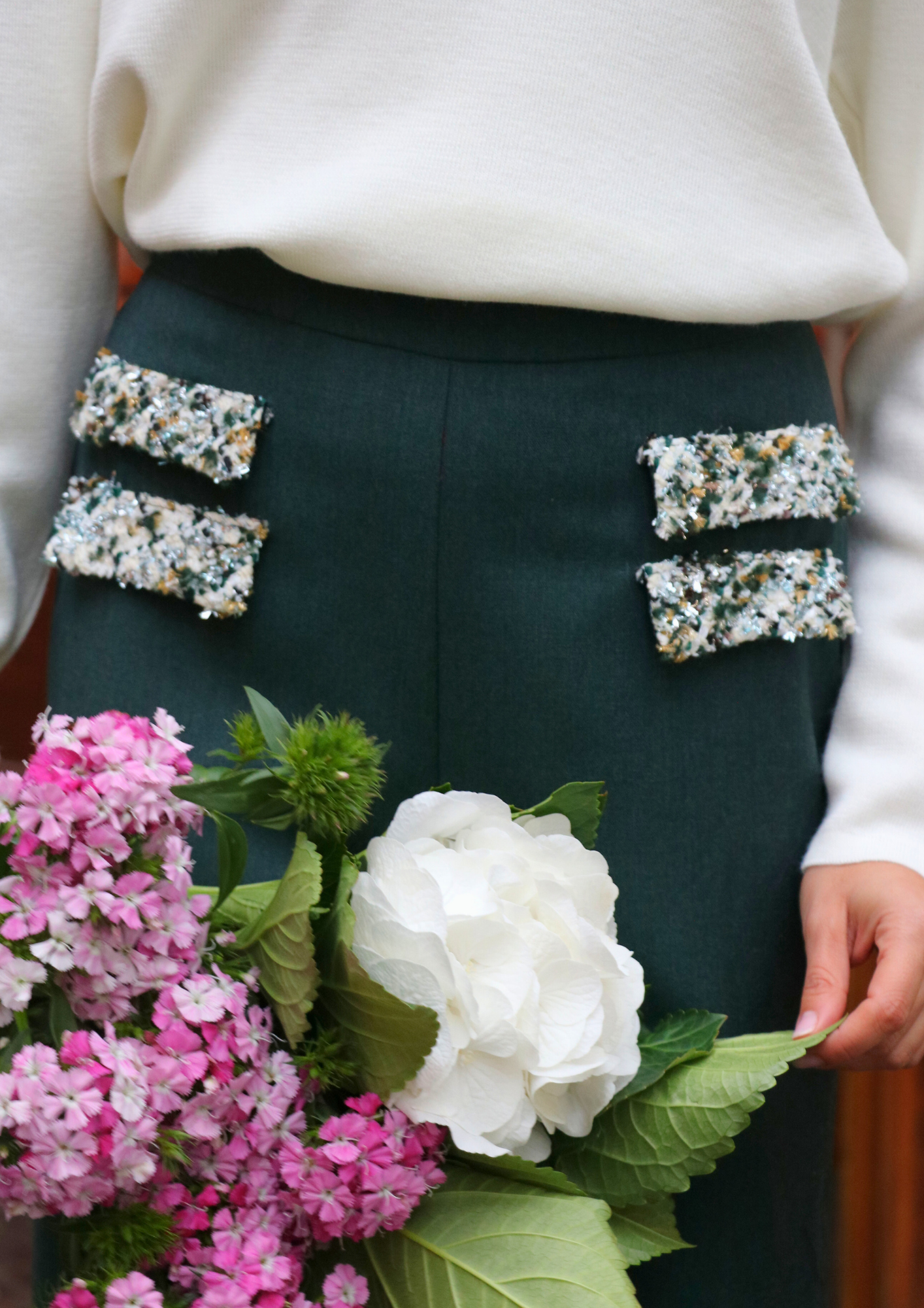 Pantalon Couture - Poches Tweed - 5 coloris