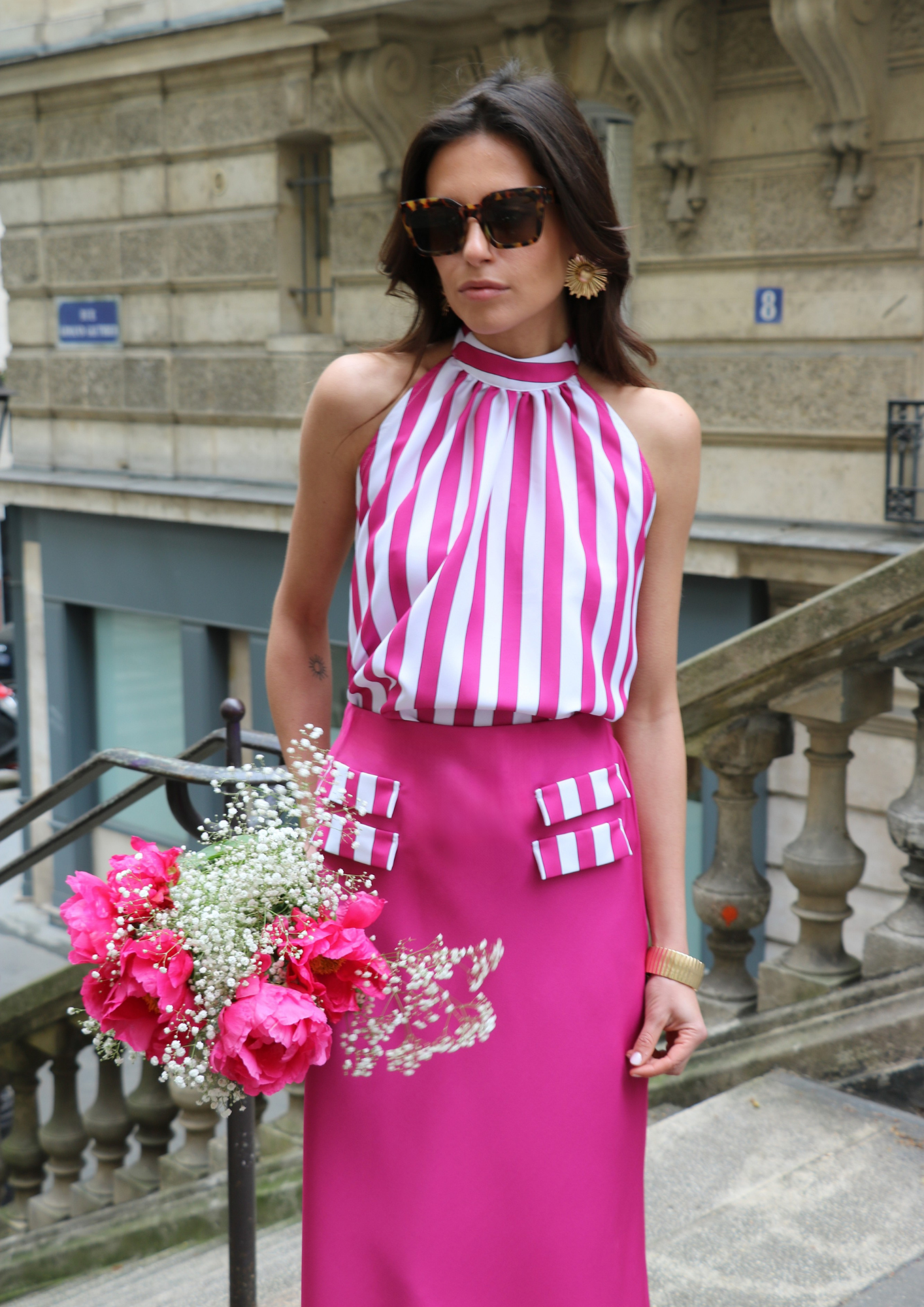 Top Amalfi - Rayures - Rose