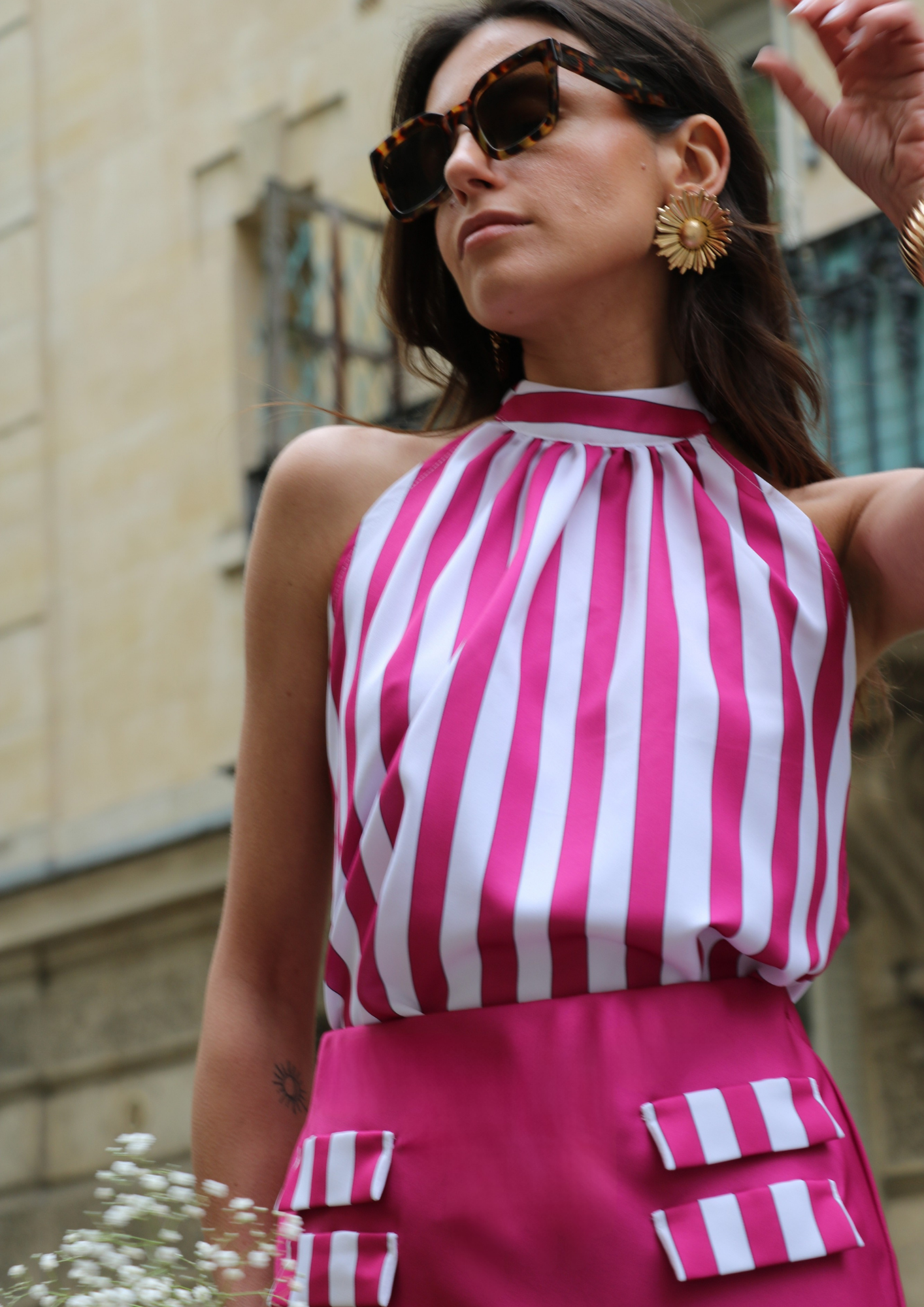 Top Amalfi - Rayures - Rose