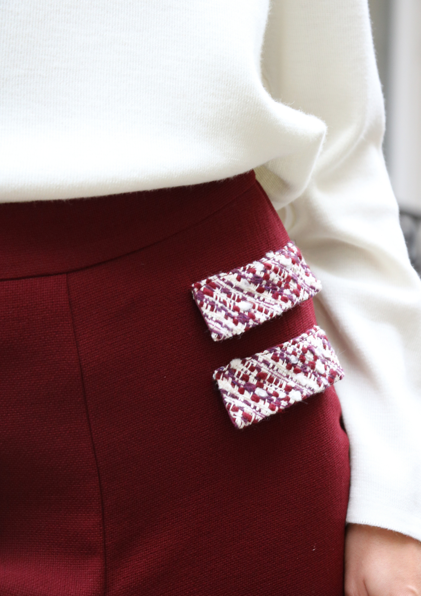 Pantalon Couture - Poches Tweed - 5 coloris