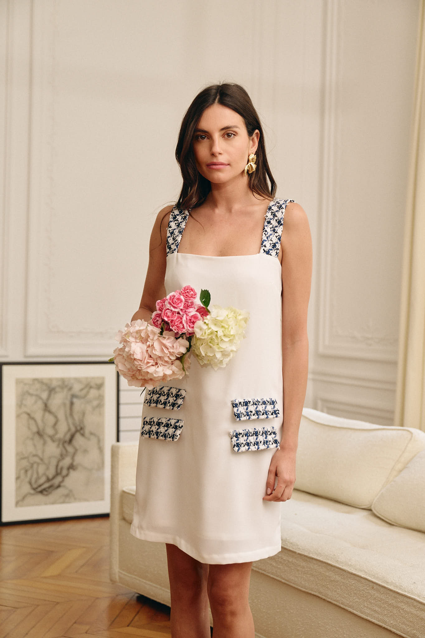 ROBE SANTORINI - IVOIRE - Bretelles & poches personnalisables