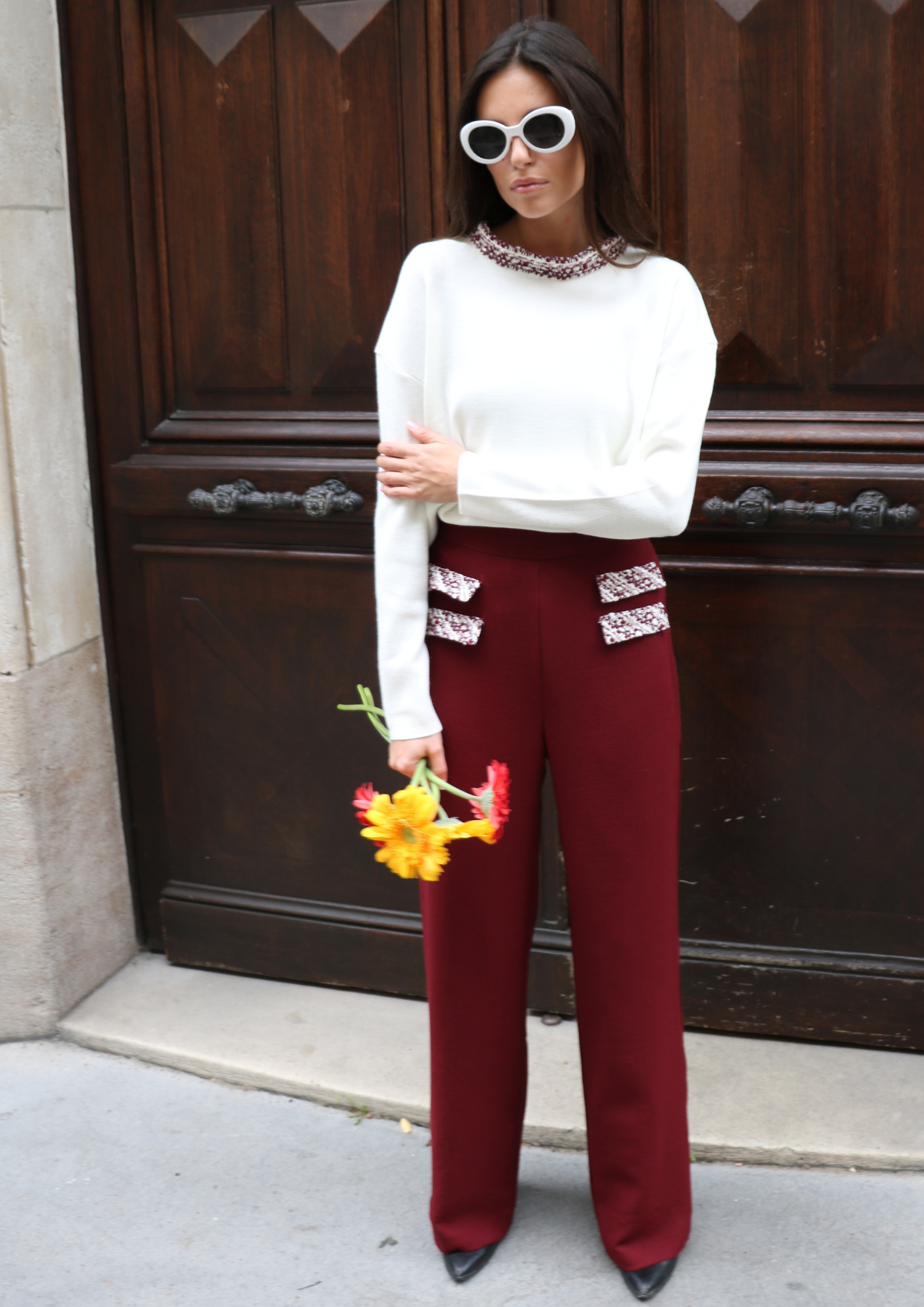 Pantalon Couture - Bordeaux - Crêpe de laine & Tweed d'exception