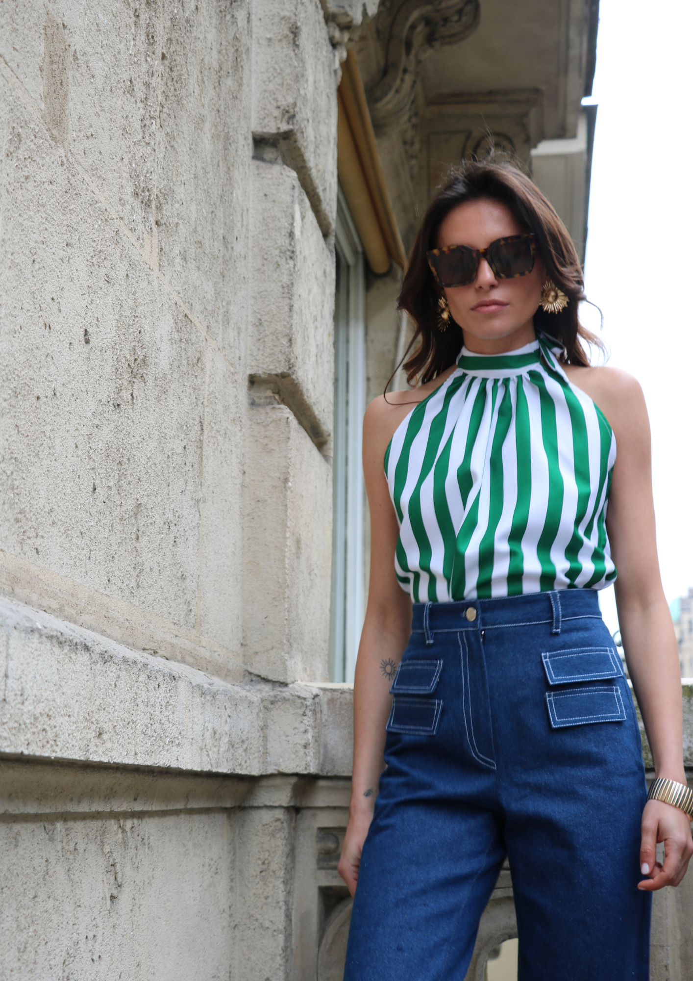 Top Amalfi - Rayures - Vert
