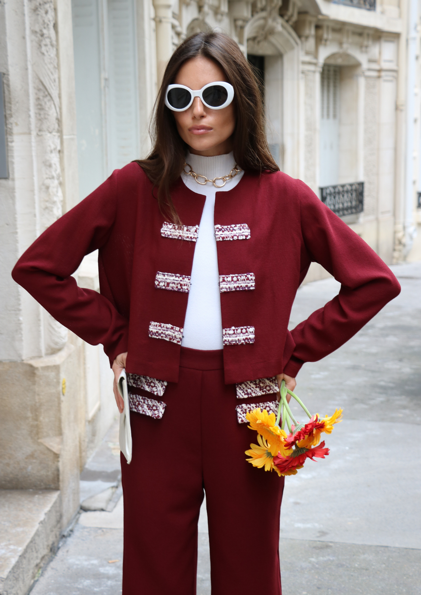 Pantalon Couture - Bordeaux - Crêpe de laine & Tweed d'exception