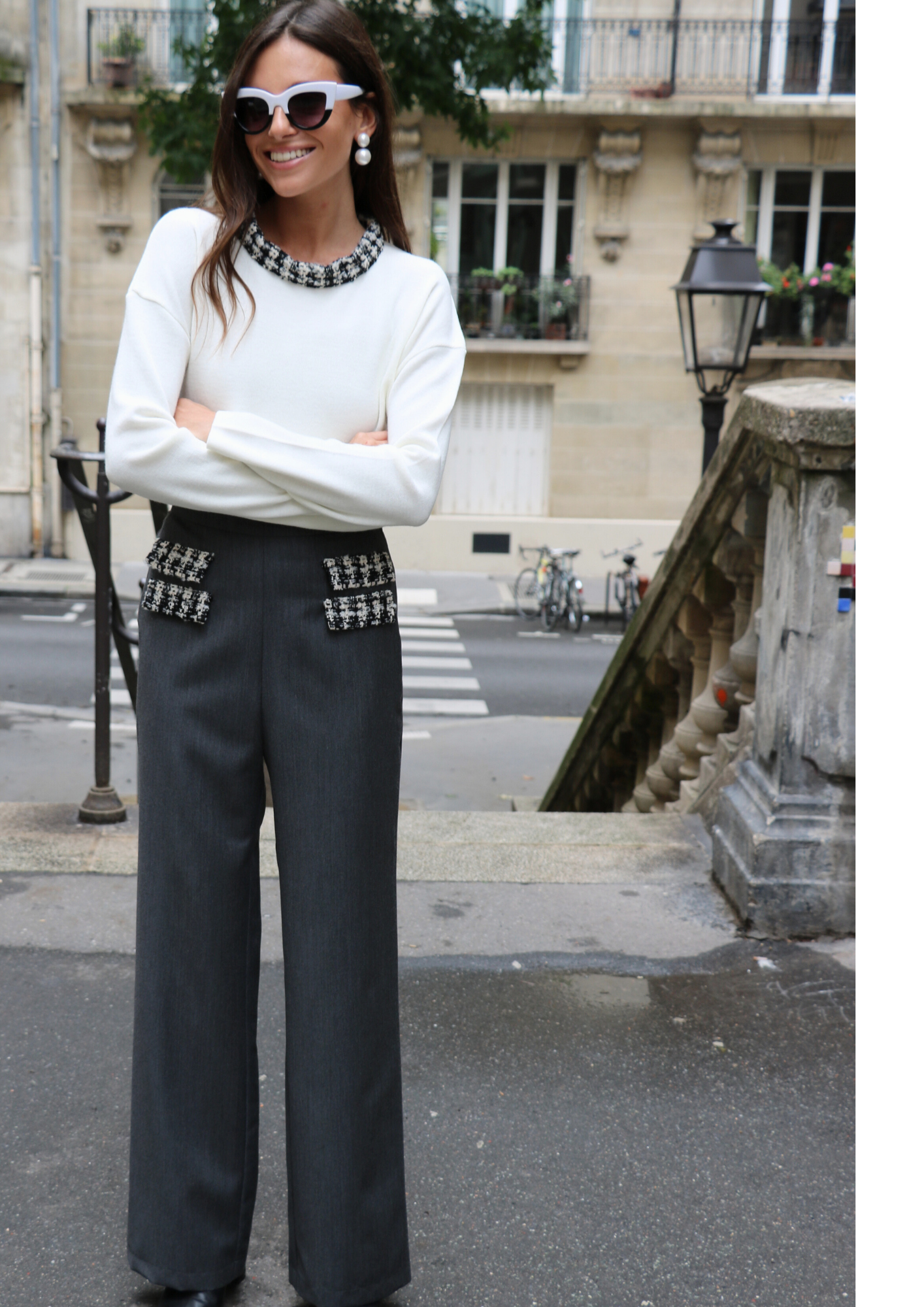 Pantalon Couture - Gris - Crêpe de laine & Tweed d'exception