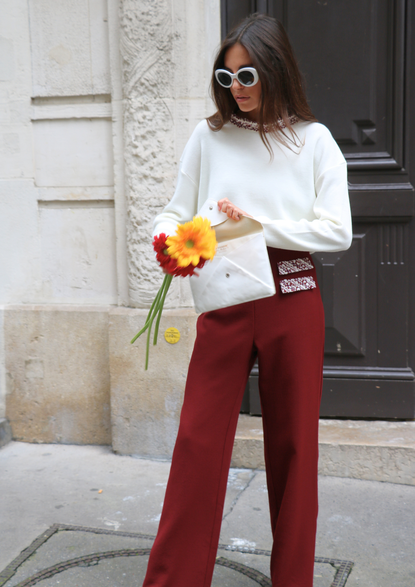 Pantalon Couture - Bordeaux - Crêpe de laine & Tweed d'exception