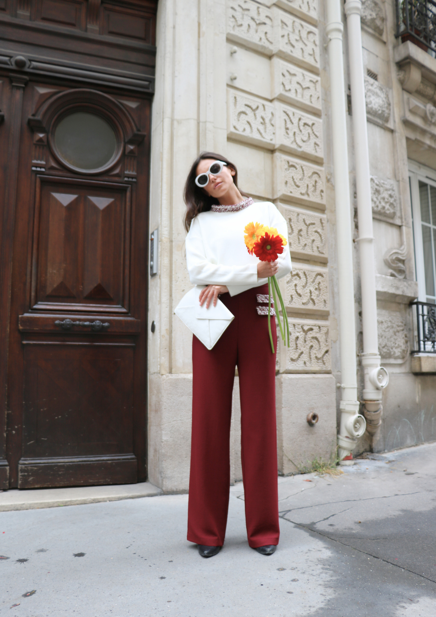 Pantalon Couture - Bordeaux - Crêpe de laine & Tweed d'exception