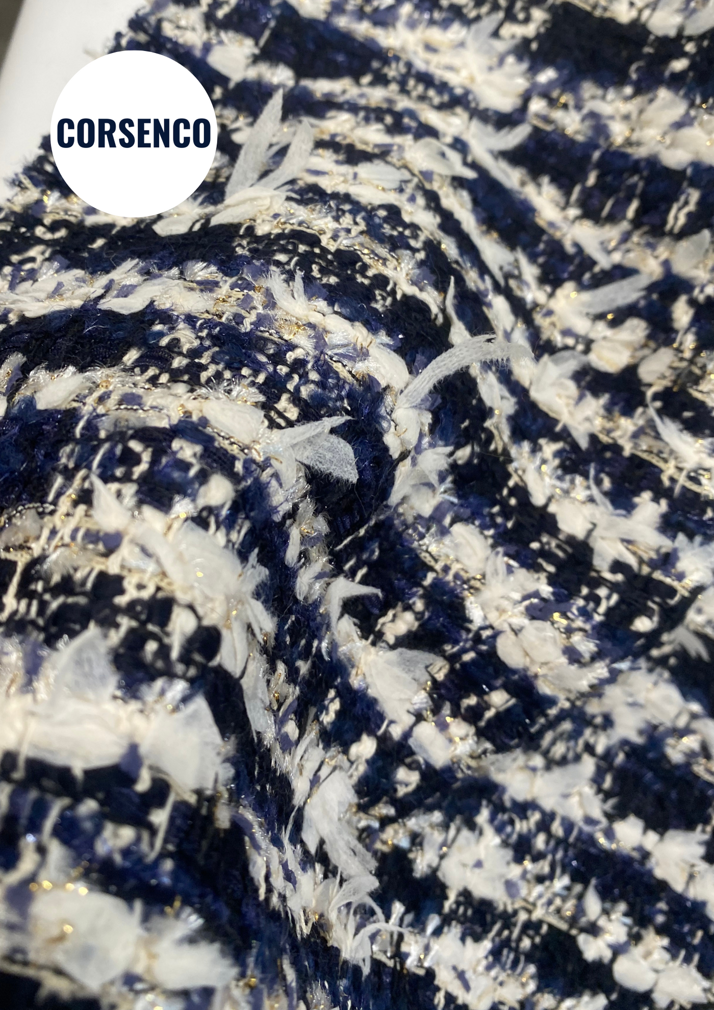 Pantalon Couture - Crêpe de laine Marine & Tweed d'exception