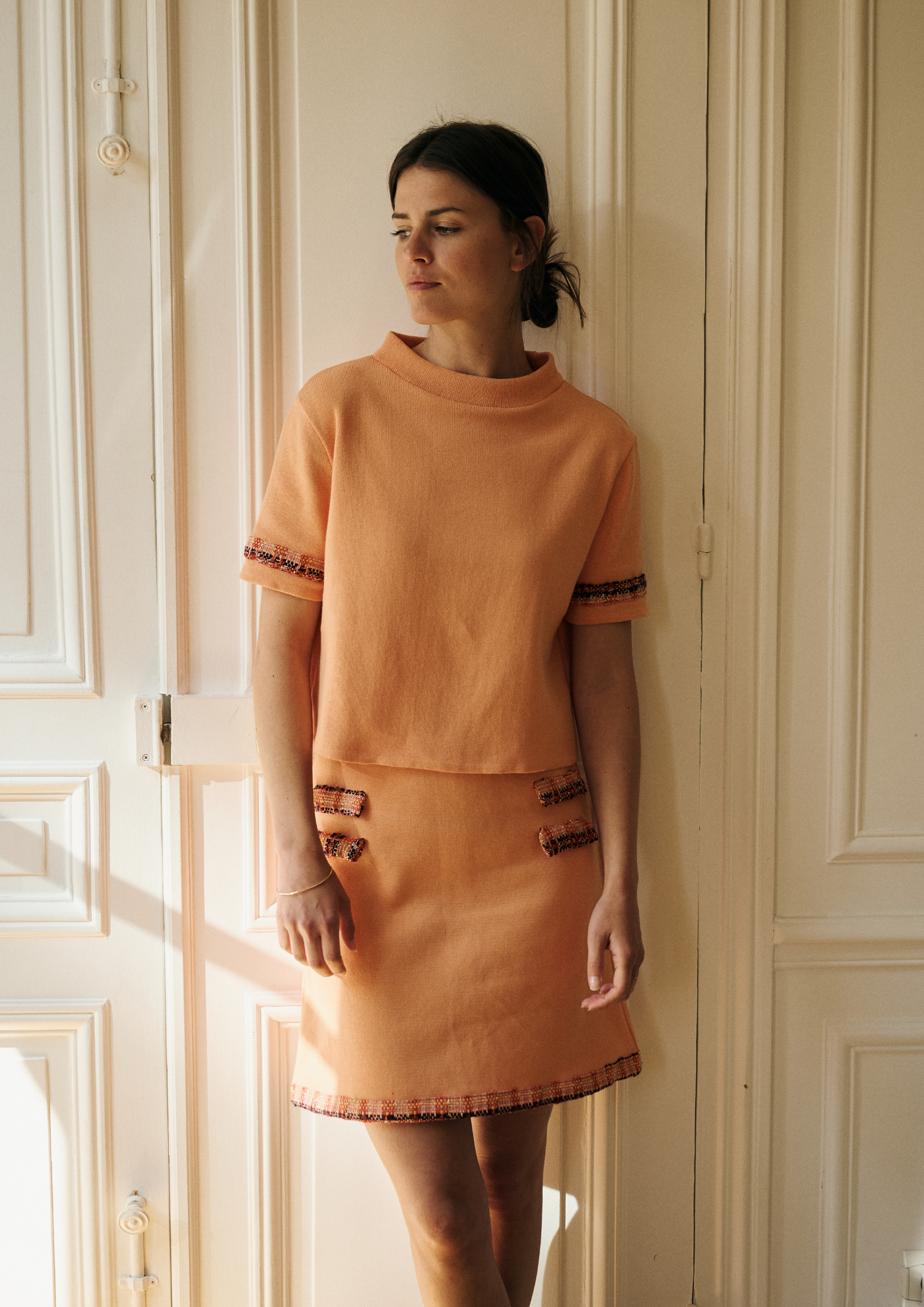 Pastel Orange Cotton Skirt